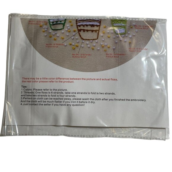 Embroidery DIY Art Kit HOUSEPLANTS Hoop Cloth Needles Thread NEW IN PACKAGE - Picture 2 of 4
